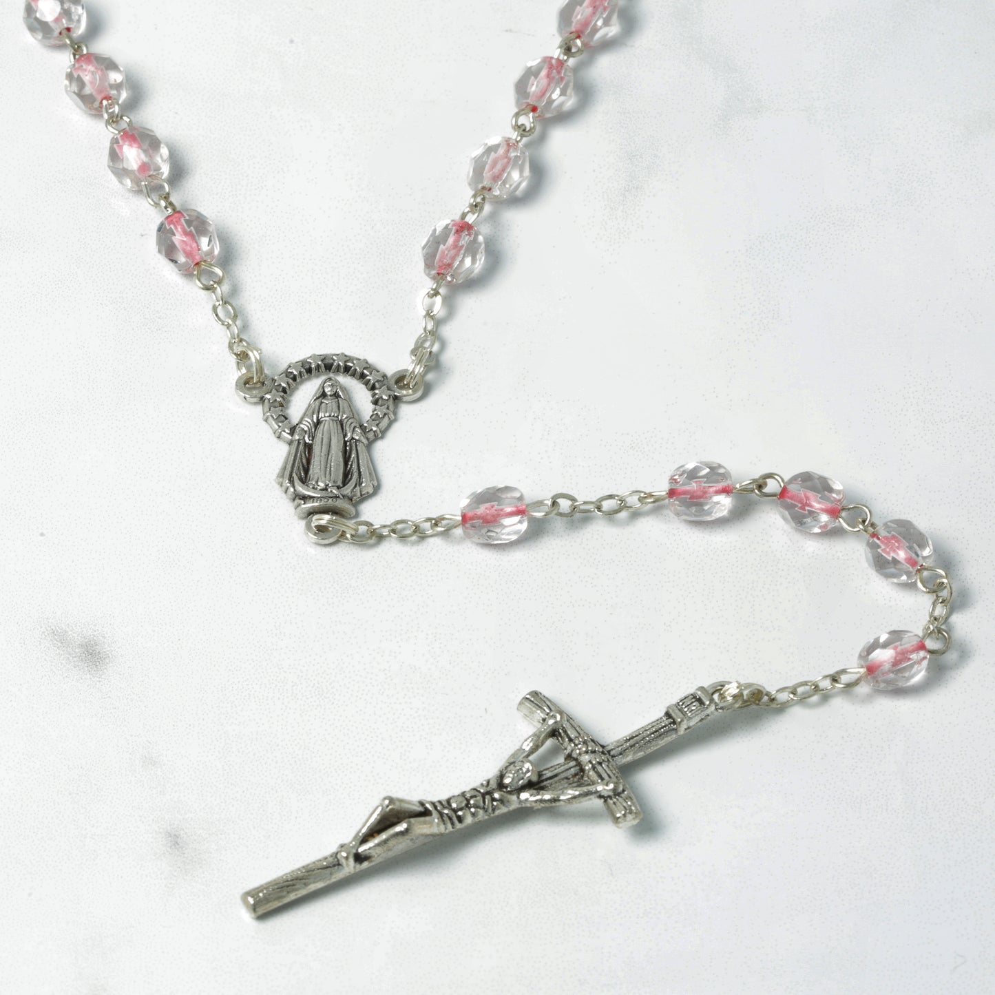 Pink Soul Crystal Rosary with Box Souvenirs from Italy